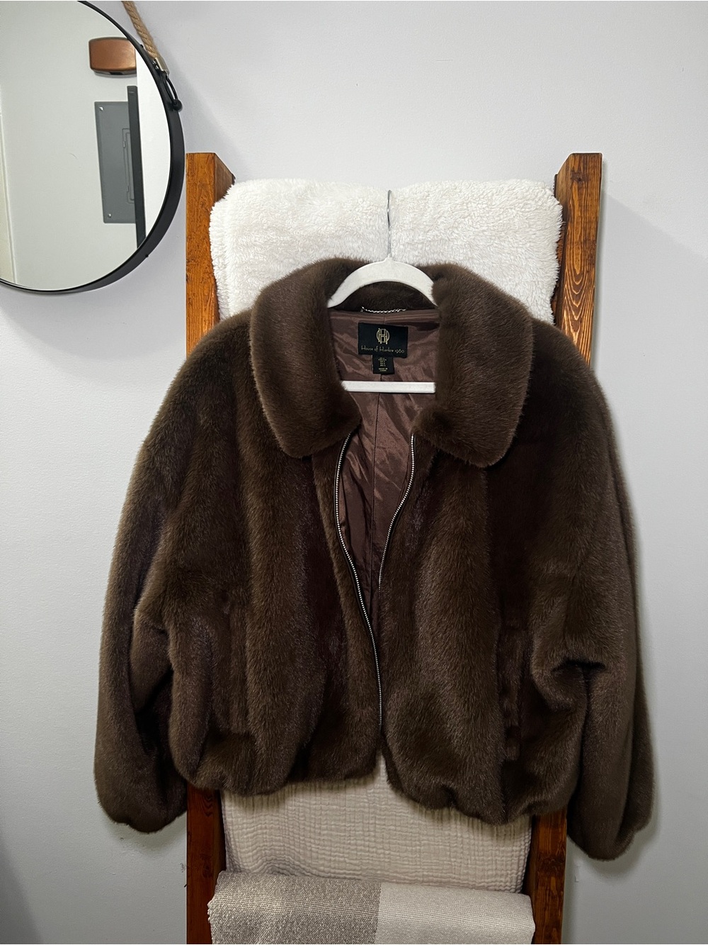 House of Harlow 1960 Plush Brown Teddy Jacket